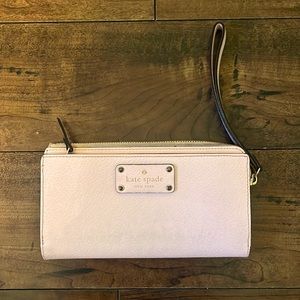 Kate Spade Chalk Pink Double Zip Wristlet Wallet. Length 8” Height 4 1/2”